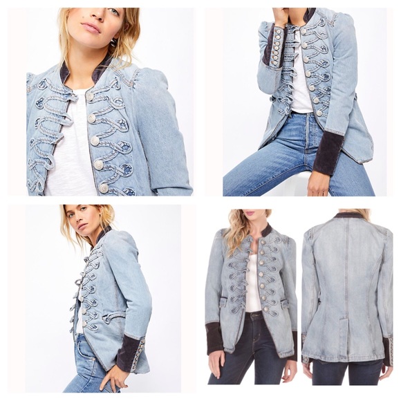 Denim Seamed Structured Jacket Nwt 